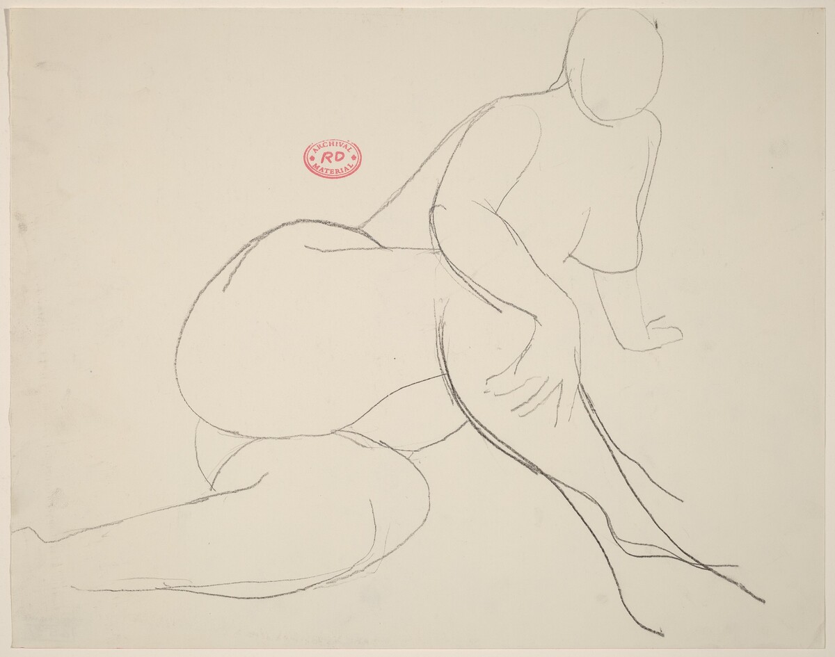 Untitled [seated female nude holding her leg with her right hand] by Richard Diebenkorn