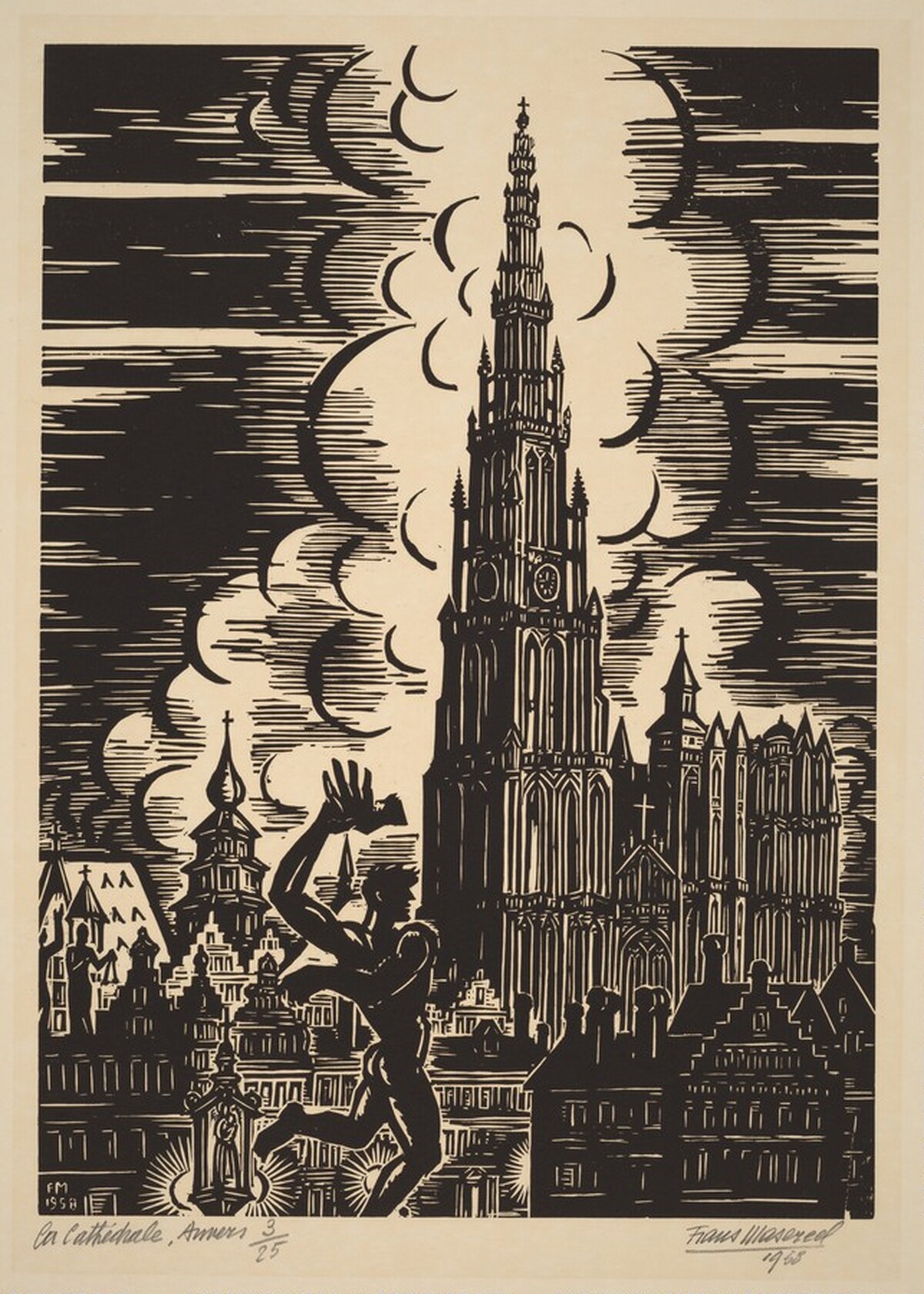La Cathédrale, Anvers by Frans Masereel
