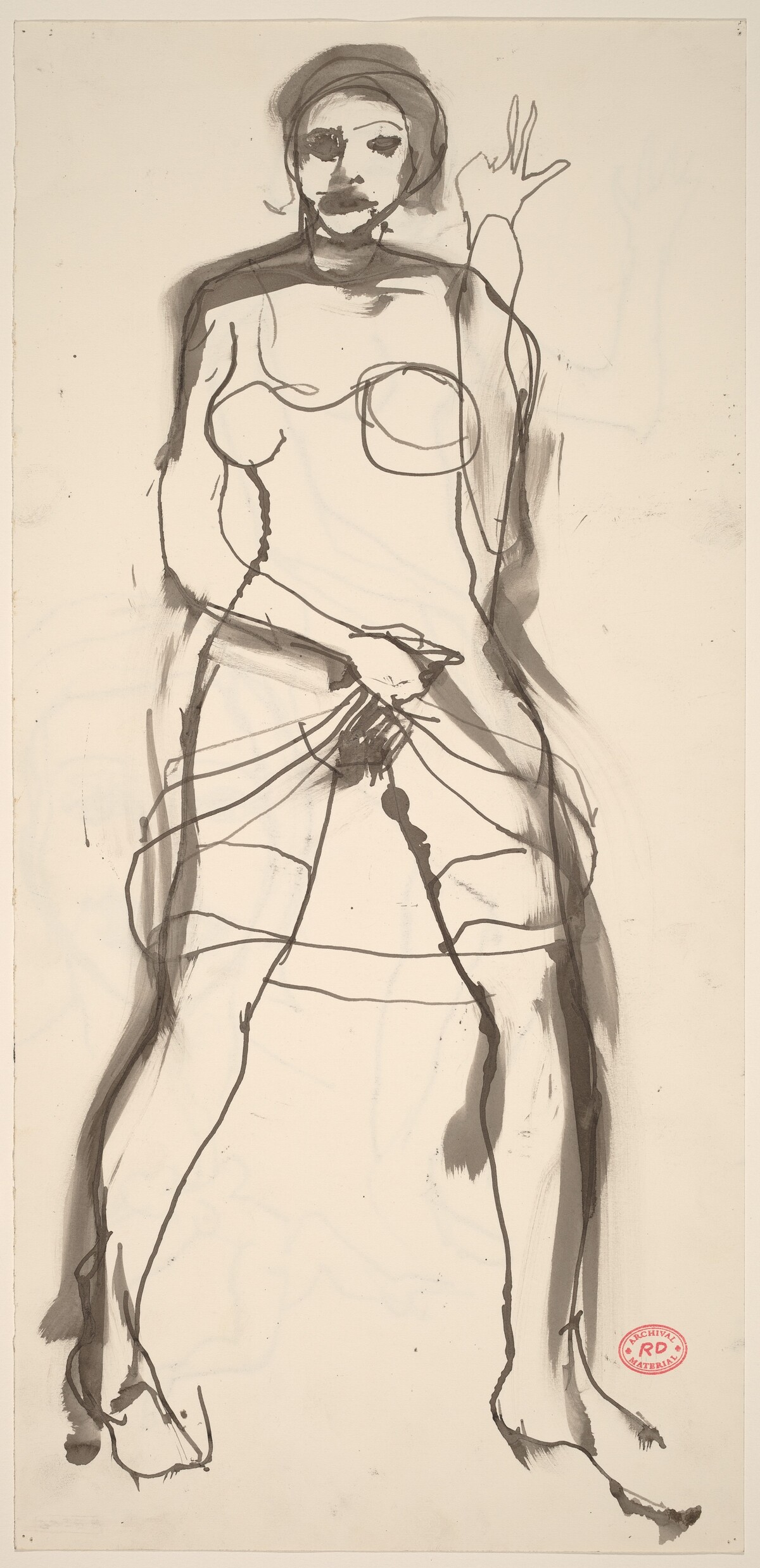 Untitled [woman raising her dress and gesturing] [recto] by Richard Diebenkorn