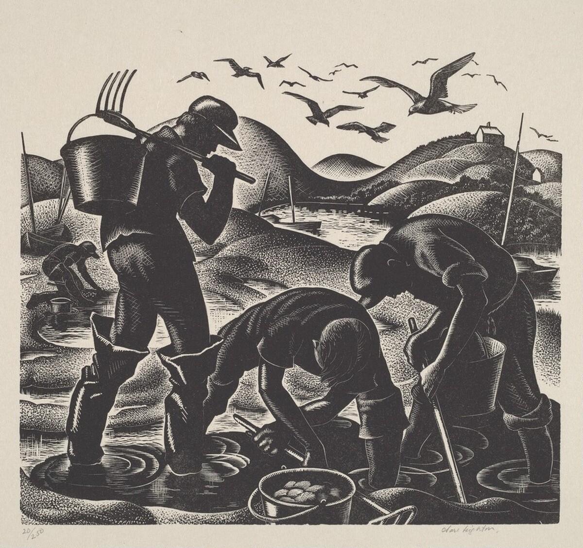 Clam Diggers, Cape Cod by Clare Leighton