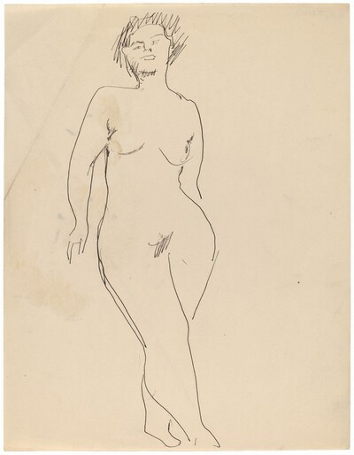 Frontal Nude Standing with Legs Crossed