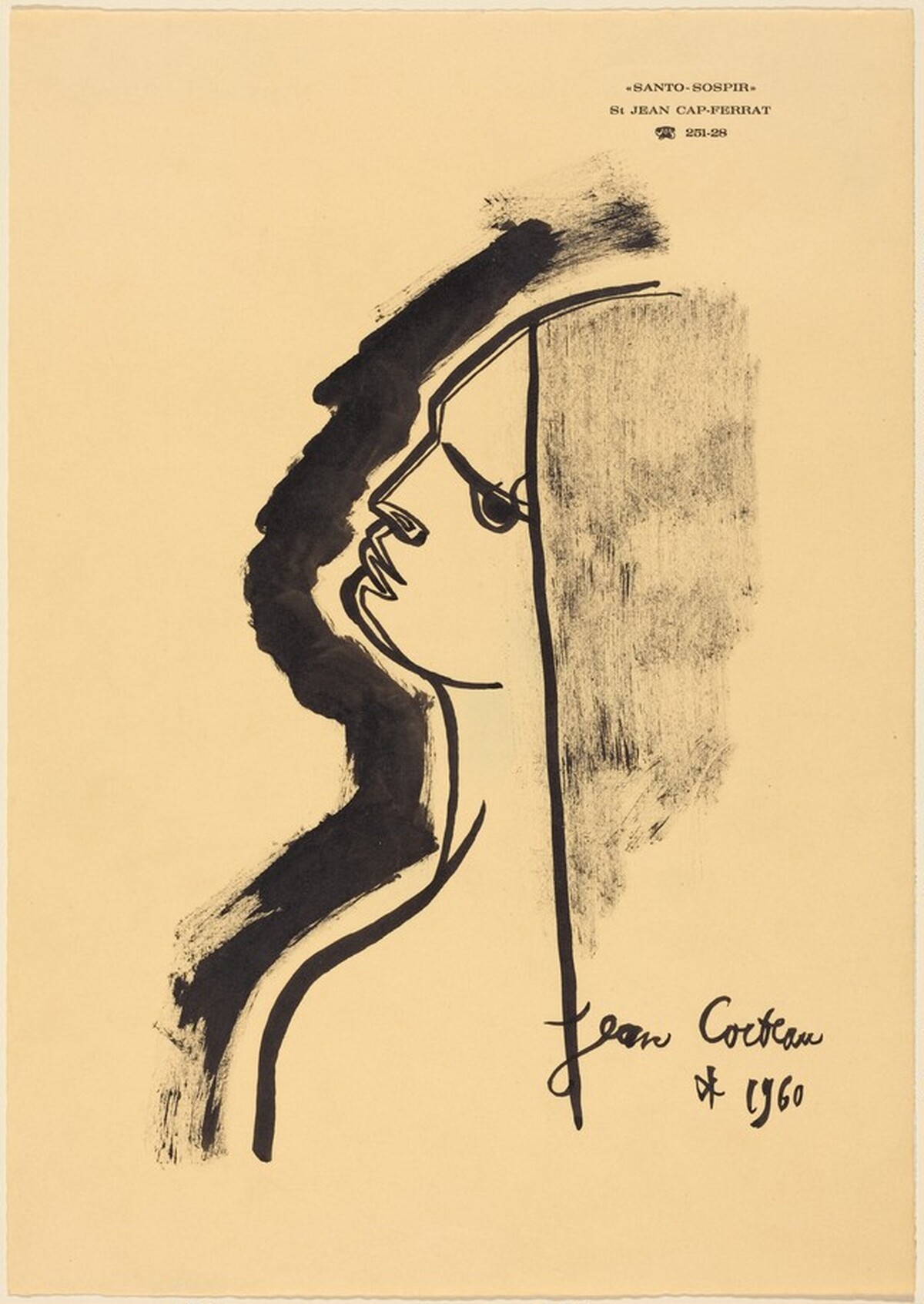 Profile Head of a Woman by Jean Cocteau