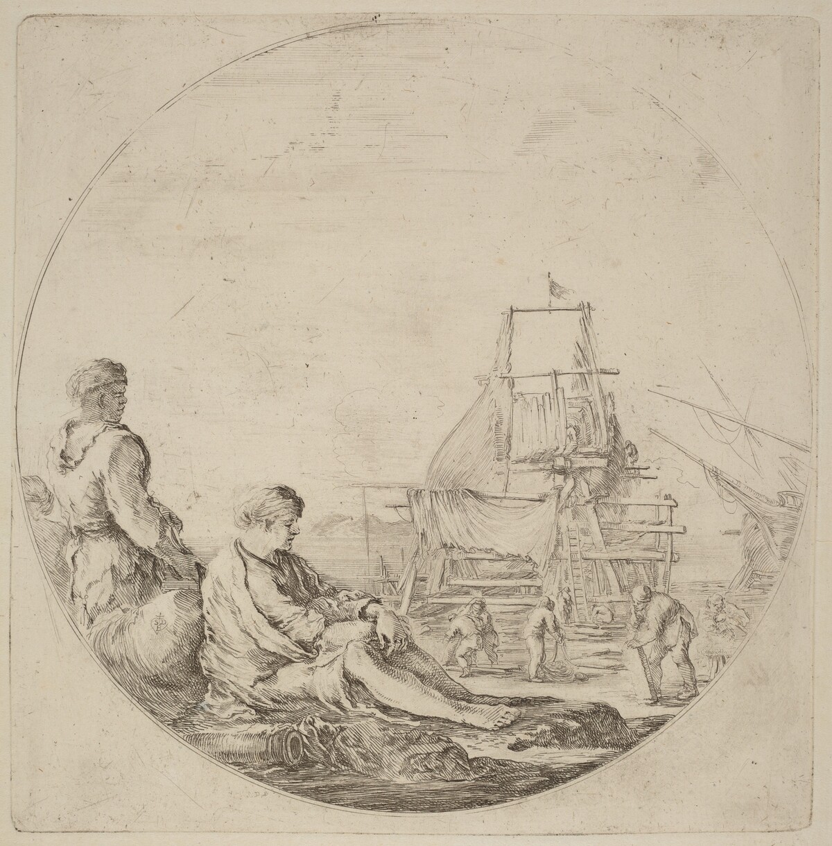 A Seated White Sailor and a Standing Black Sailor by Stefano Della Bella