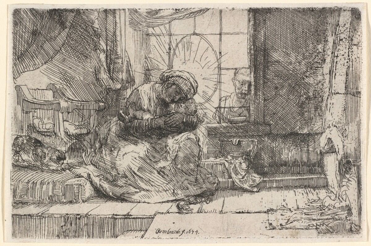 The Virgin and Child with the Cat and Snake by Rembrandt van Rijn
