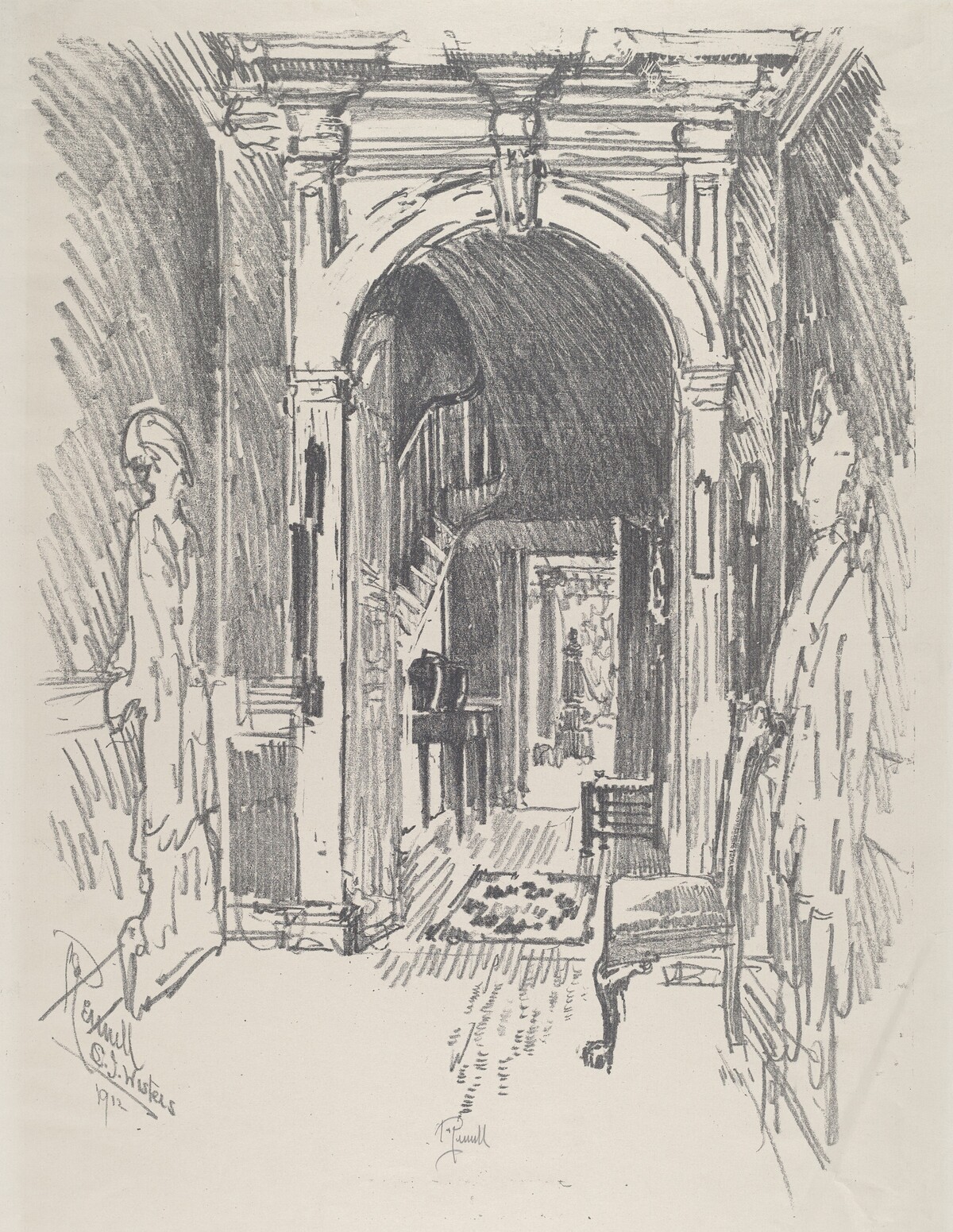 Hallway at Dr. Wister's by Joseph Pennell