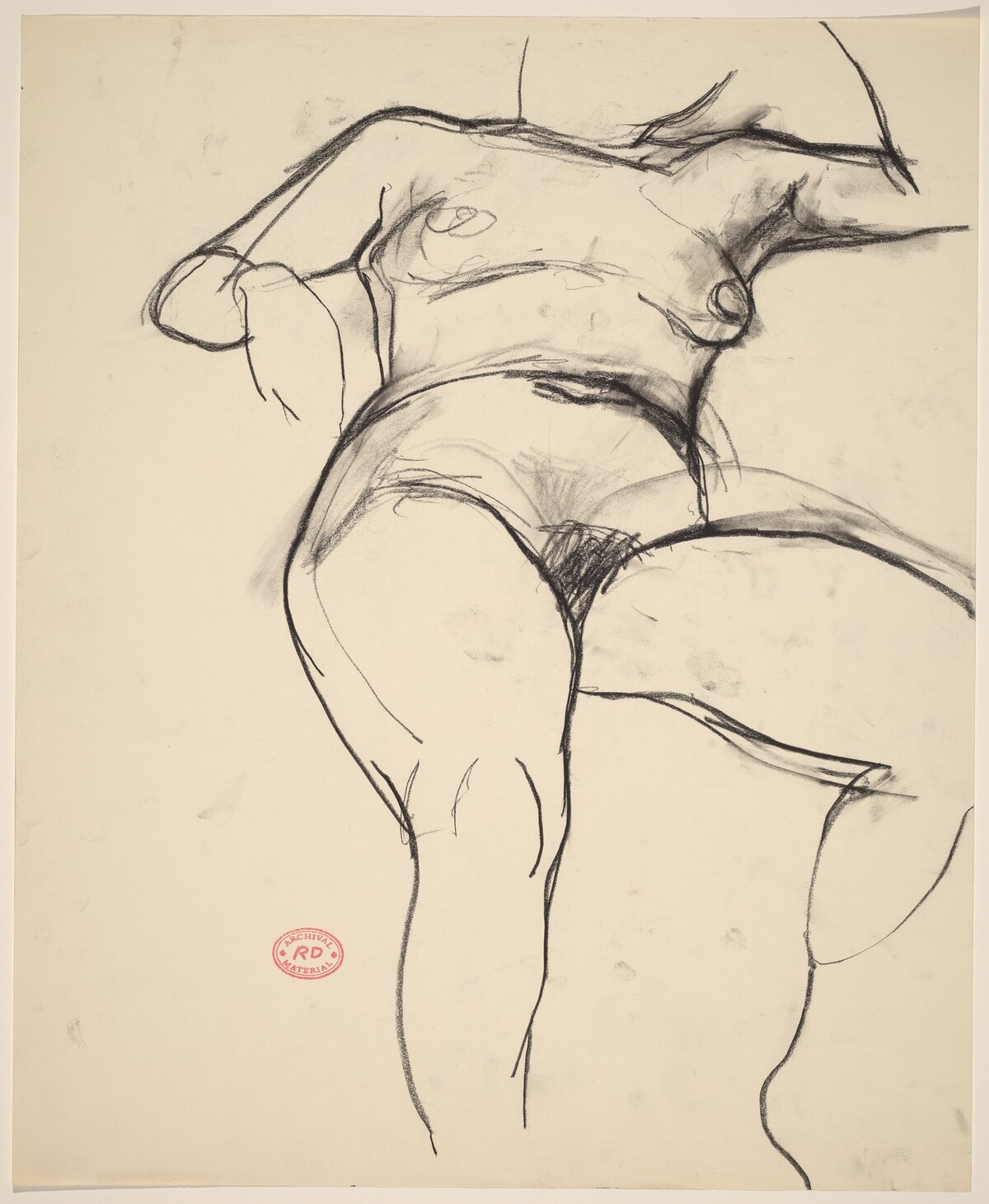 Untitled [front view of a reclining female nude] by Richard Diebenkorn