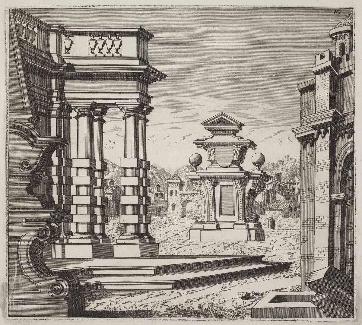 Architectural Fantasy with Portals and Monuments by Giuseppe Antonio Landi