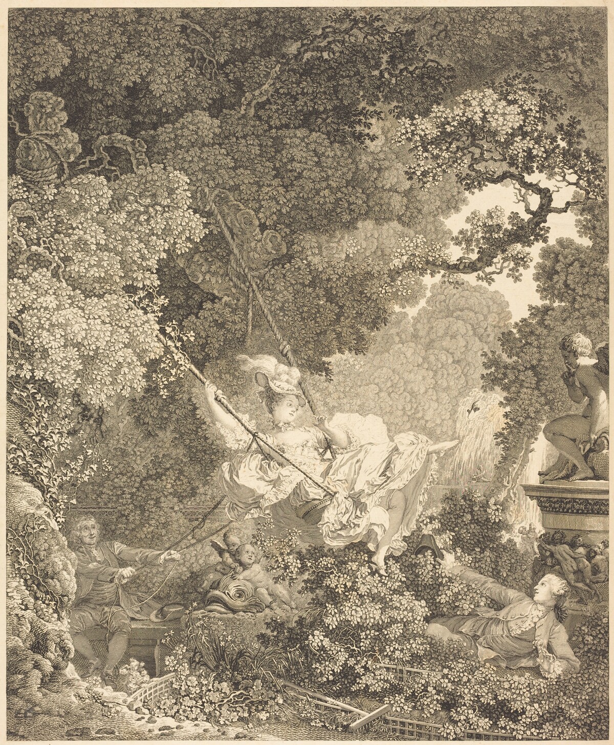 Les Hazards heureux de l'Escarpolettes (The Swing) by Nicolas Delaunay after Jean-Honoré Fragonard