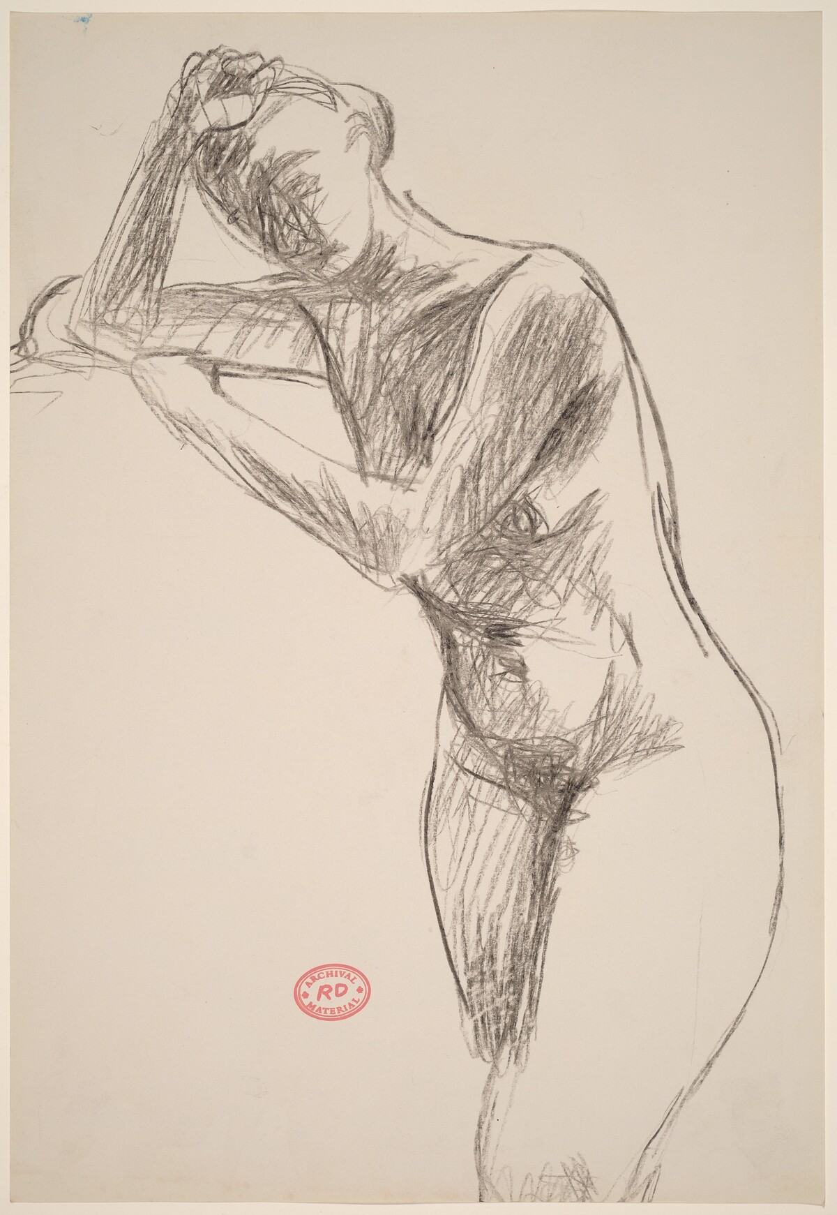 Untitled [standing nude leaning on her supported elbow] by Richard Diebenkorn