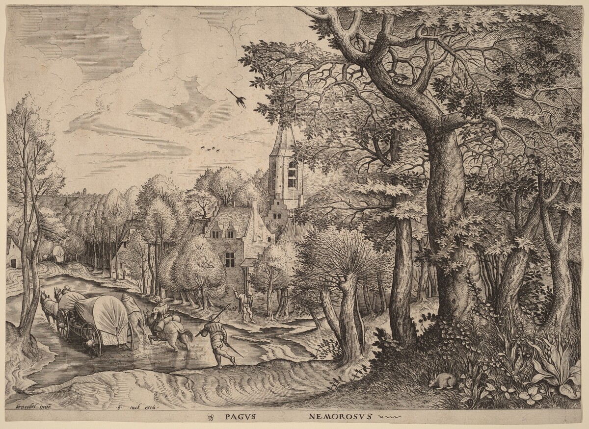 Pagus Nemorosus (Wooded Village) by Johannes and Lucas van Doetechum after Pieter Bruegel the Elder