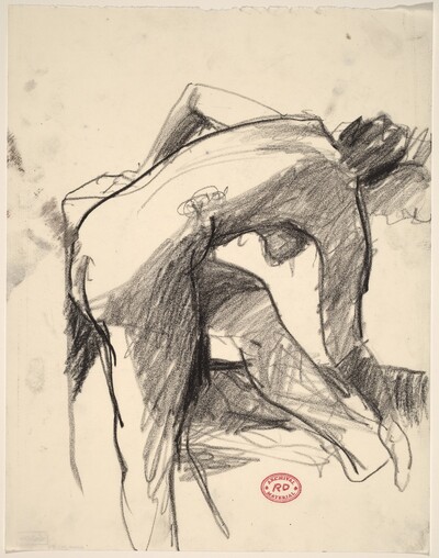Untitled [female nude reaching down with right arm]
