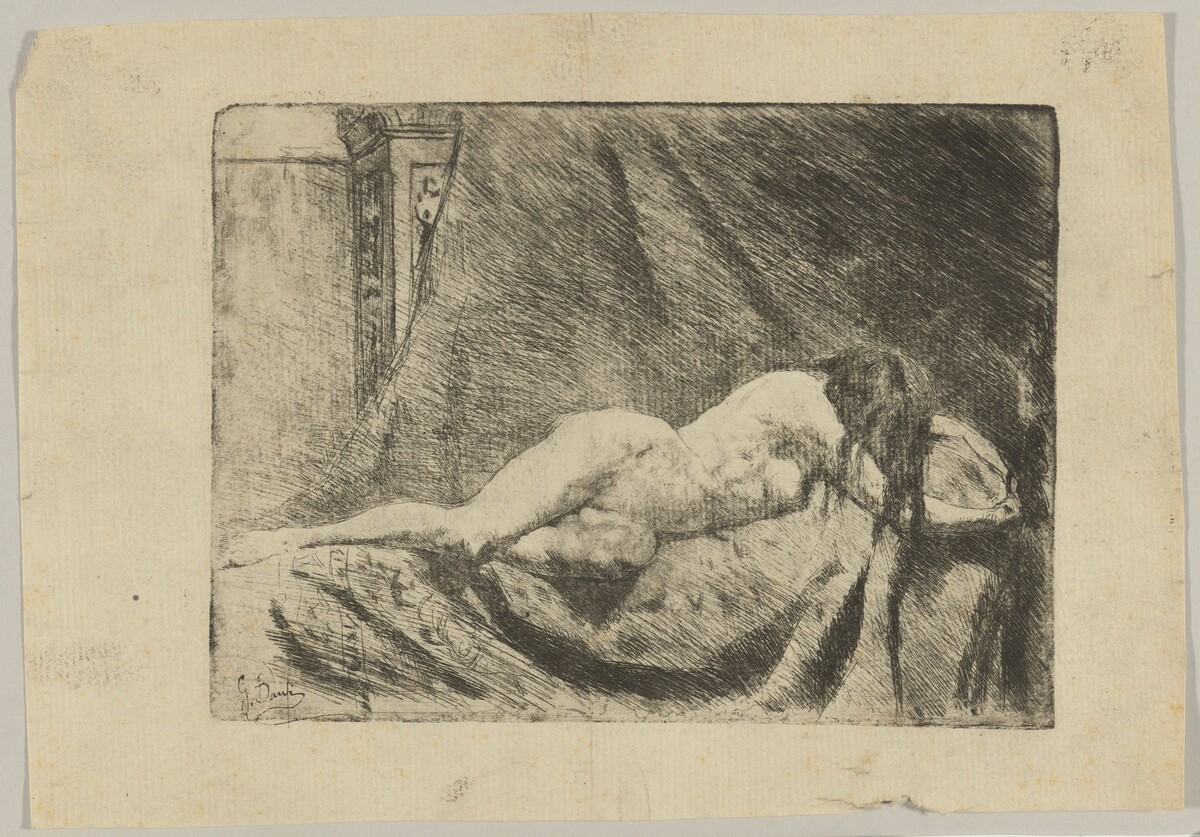 Reclining Female Nude (recto); Architectural Design (verso) by Gioacchino Banfi