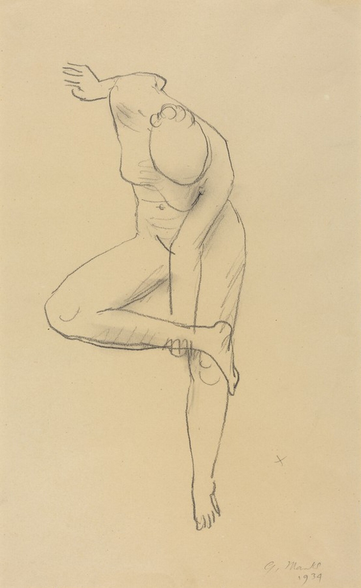 Nude Figure Standing and Holding Her Ankle by Gerhard Marcks