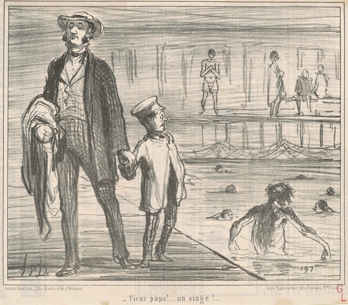 Tiens papa! ... un singe! ... by Honoré Daumier