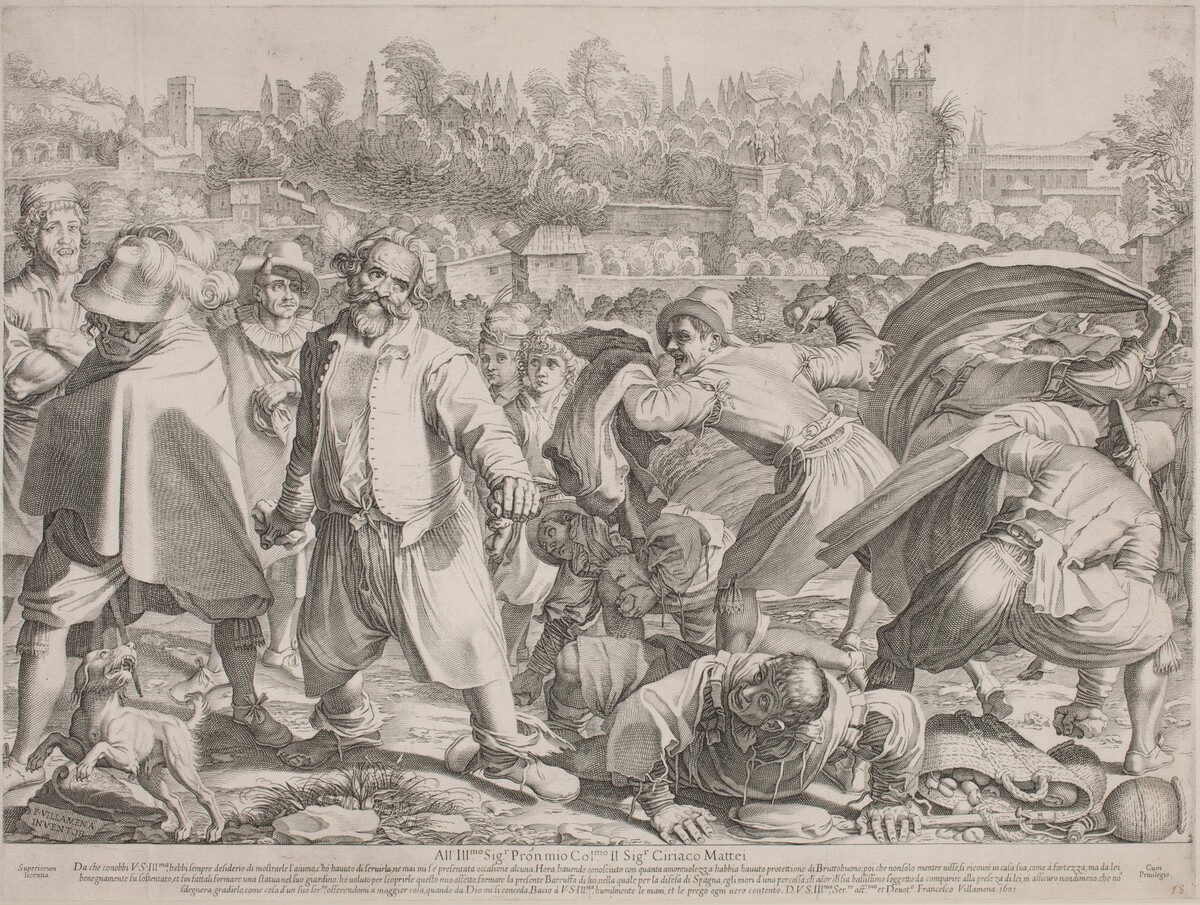 Brutto Buono Stoned by His Enemies by Francesco Villamena