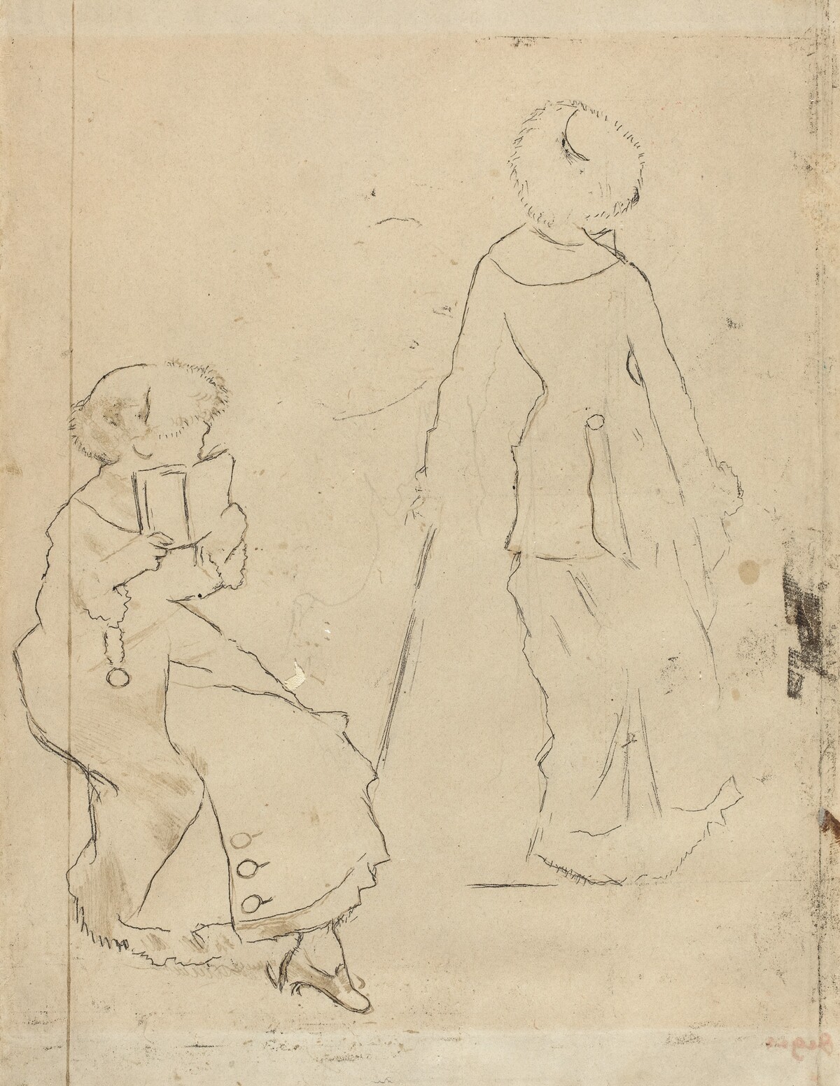 Study for "Mary Cassatt at the Louvre" [verso] by Edgar Degas