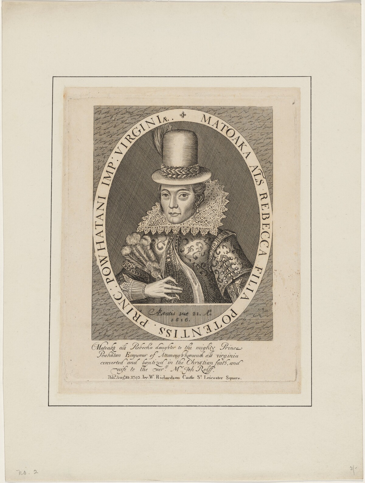 Pocahontas by after Simon van de Passe