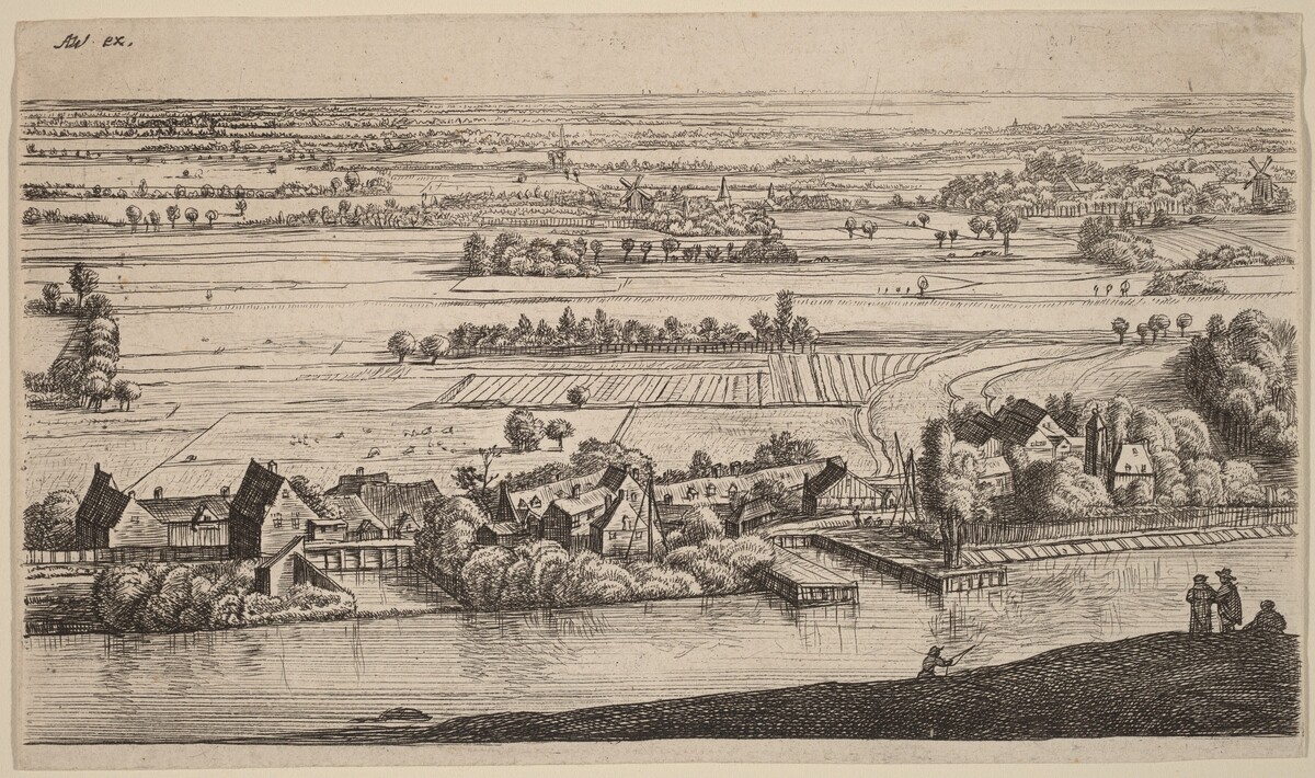 Village beside a Canal by Johannes Ruisscher (reworked by Anthonie Waterloo)