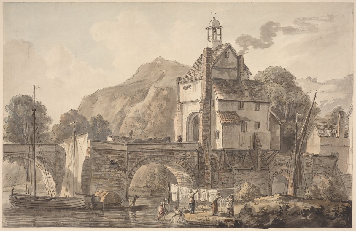 The Bridge at Bridgnorth in Shropshire by Paul Sandby