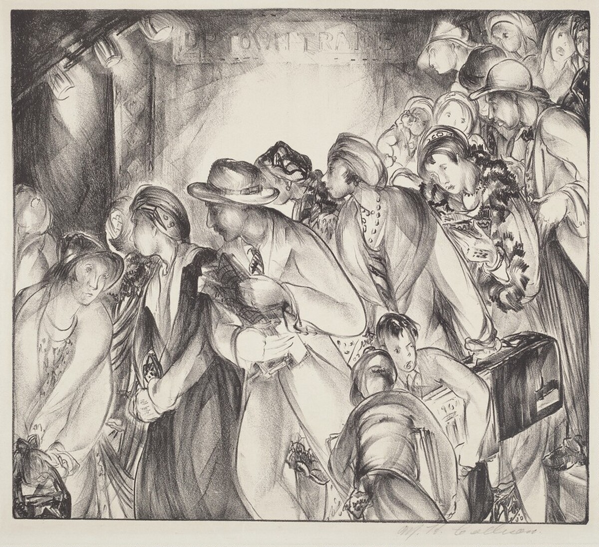 Untitled (Commuters On Stairway To Uptown Trains) by Marjory H. Collison (Nelms)