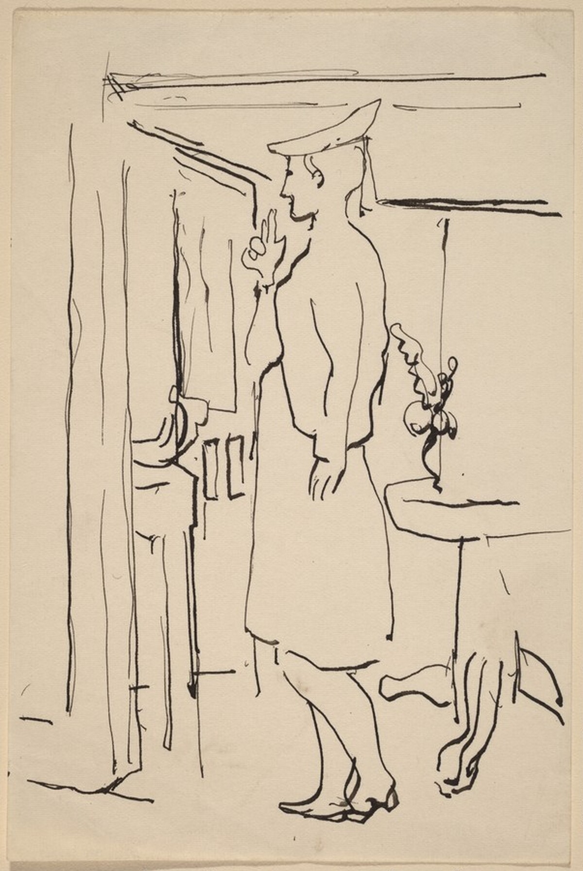 Standing Woman Looking Out of a Window with Right Hand Raised by Mark Rothko