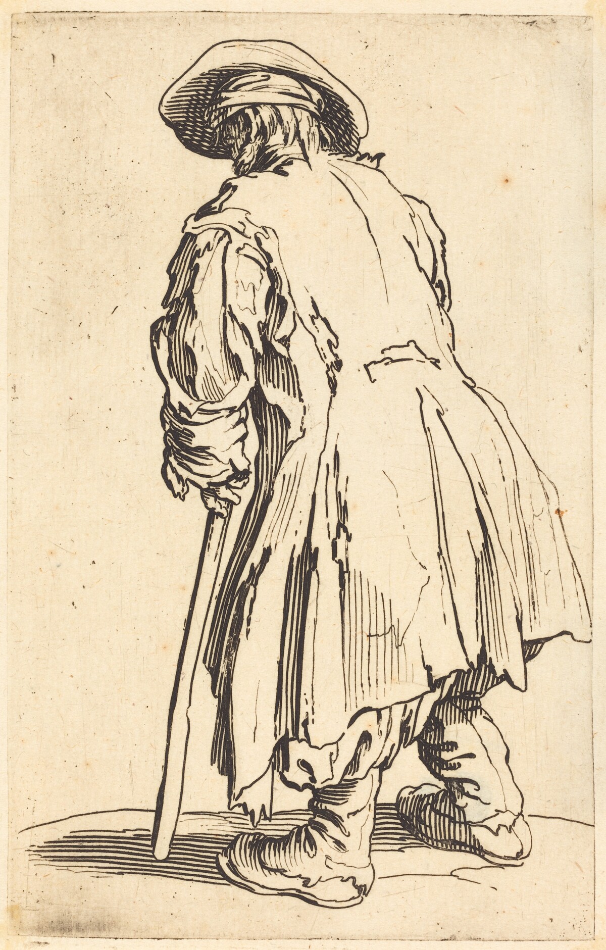 Old Beggar with One Crutch by Jacques Callot