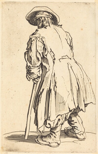 Old Beggar with One Crutch