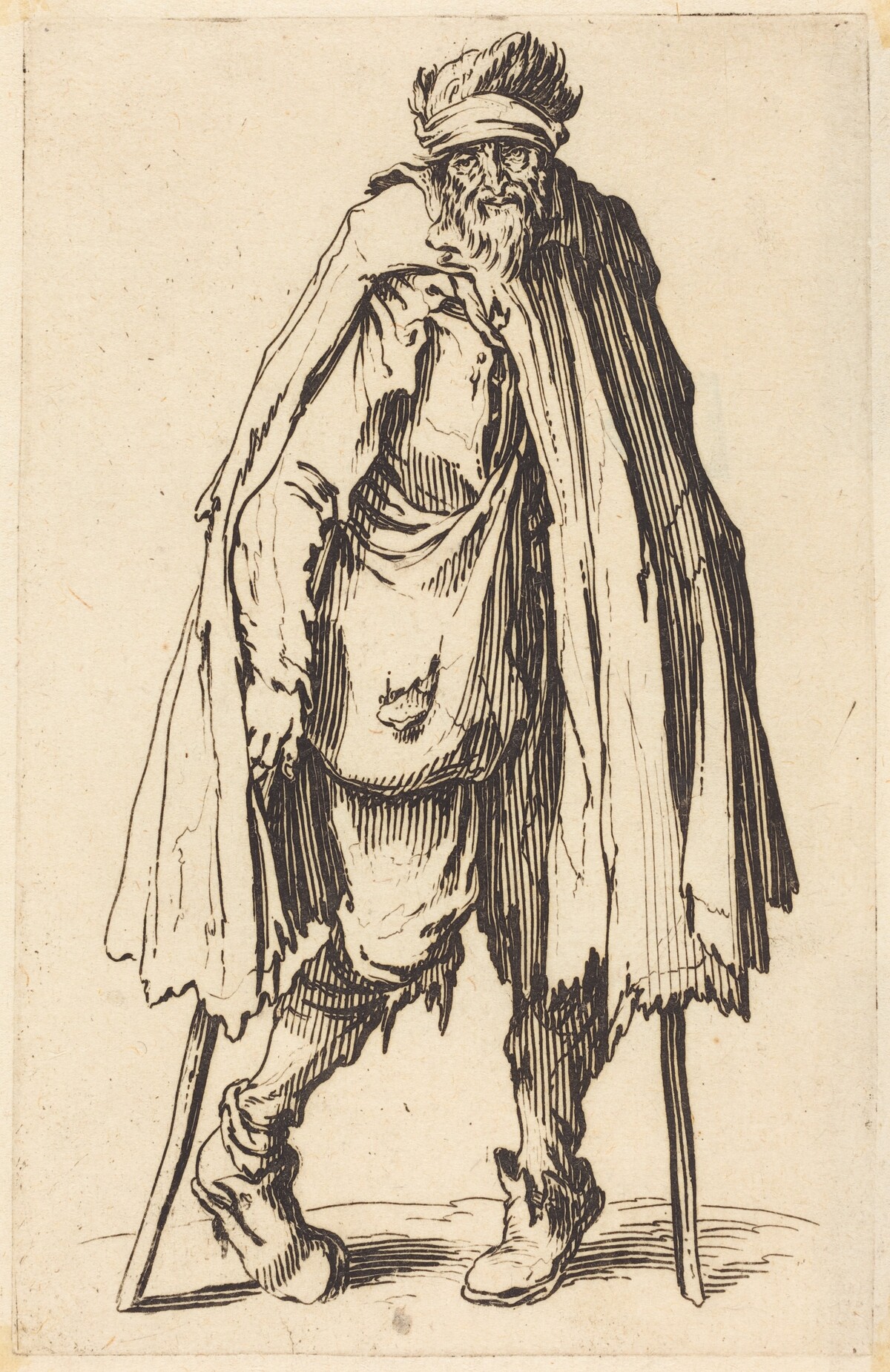 Beggar with Crutches and Sack by Jacques Callot