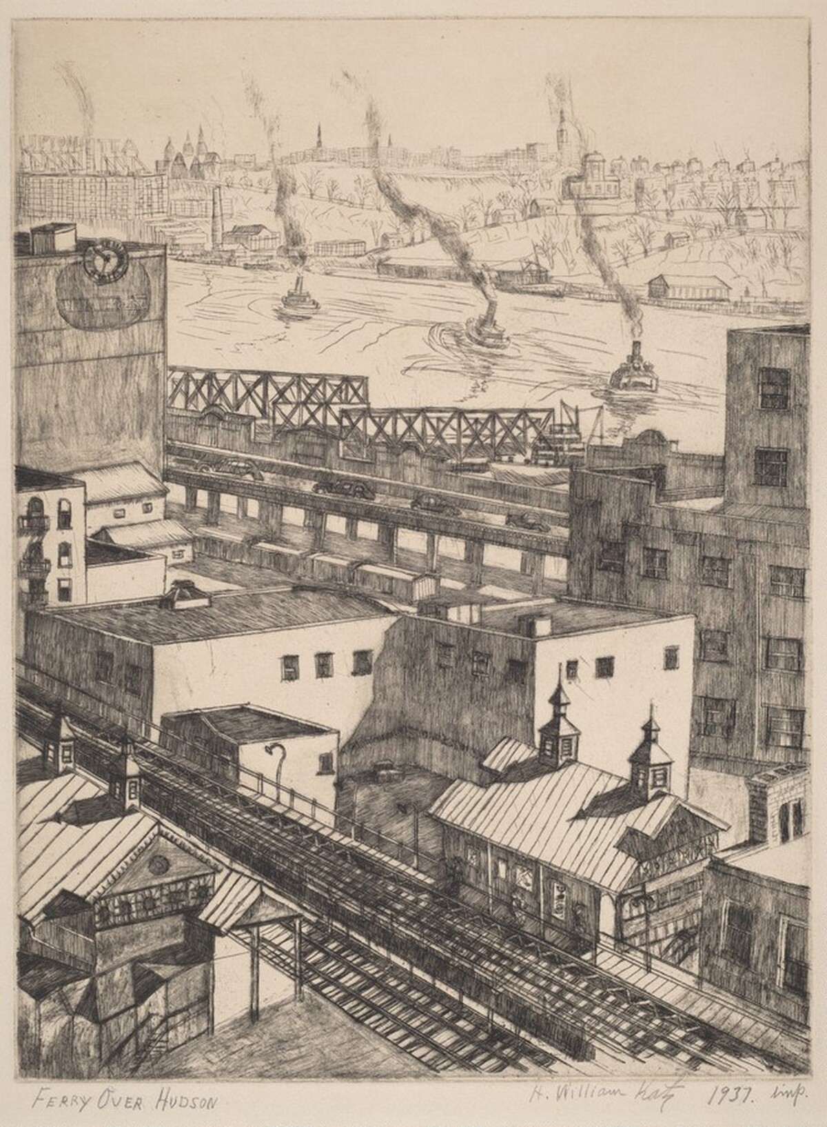 Ferry Over Hudson by Hyman William Katz