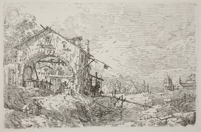 Landscape with a Woman at a Well [lower left]