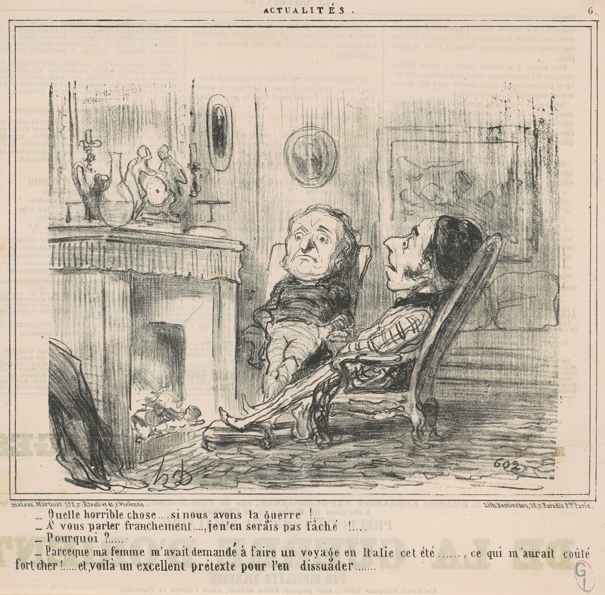 Quelle horrible chose ... si nous avons le guerre! ... by Honoré Daumier