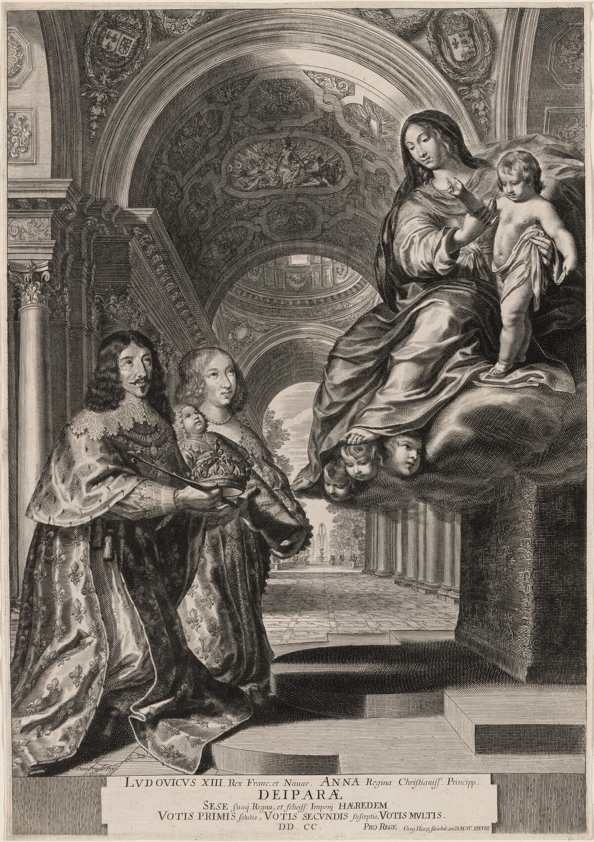 The Vow of Louis XIII (Louis XIII and His Wife, Anne of Austria, Entrusting the New Prince and the Crown to the Virgin) by Grégoire Huret