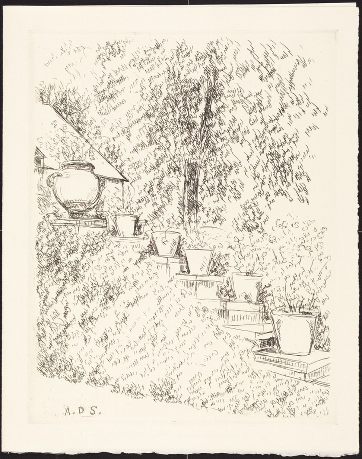 Garden of Bagatelle (Best Wishes for 1969 from La Galerie Sagot-Le Garrec) by André Dunoyer de Segonzac