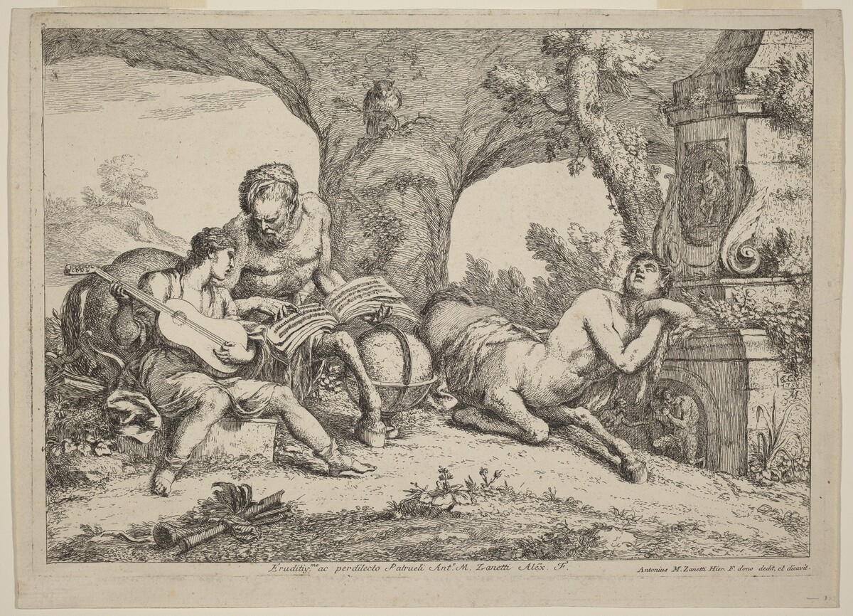 Chiron Teaching Music to Achilles by Gaetano Zompini after Giovanni Benedetto Castiglione