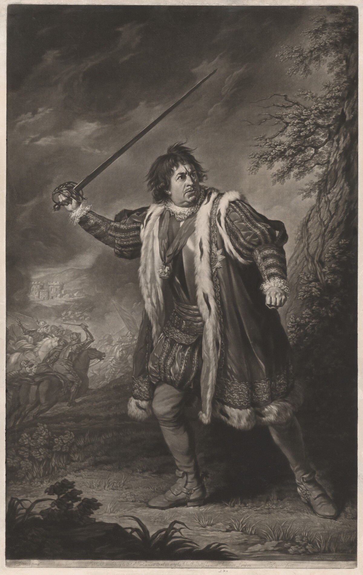 David Garrick in the Role of Richard III by John Dixon, after Nathaniel Dance-Holland