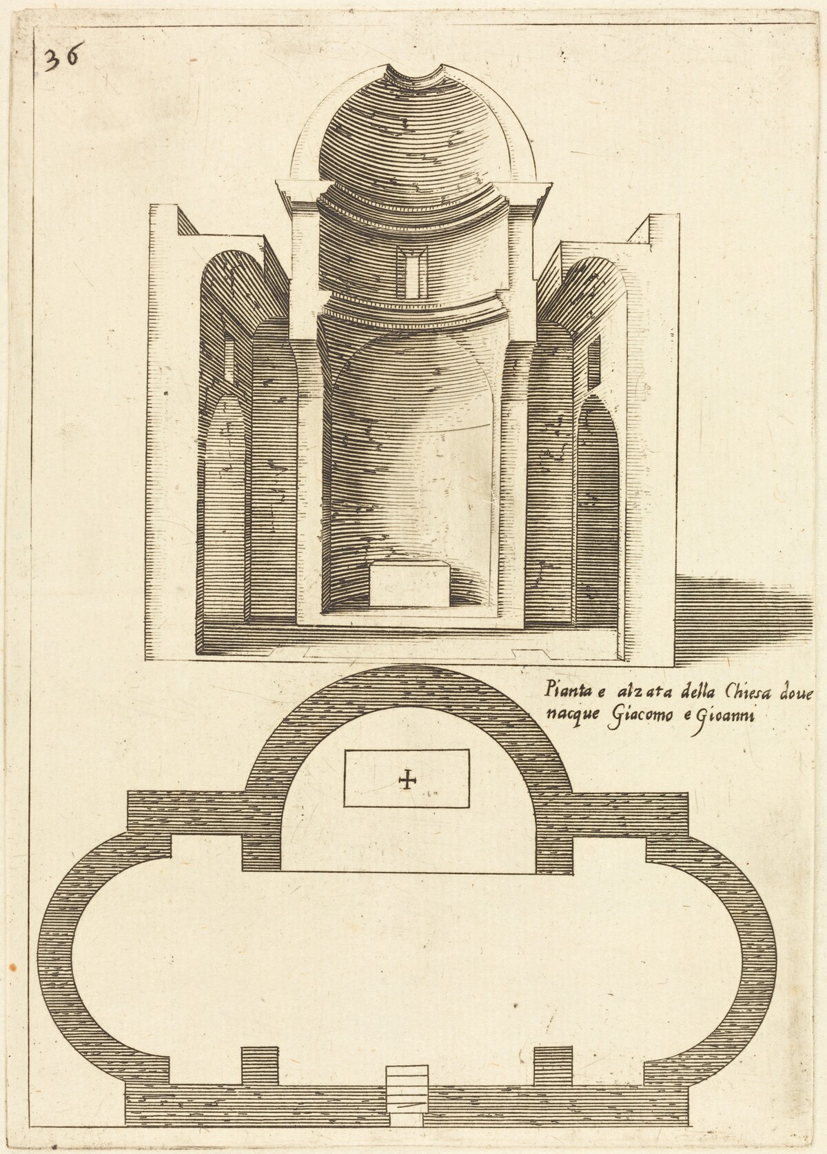 Plan and Elevation of the Church of Saints James and John by Jacques Callot