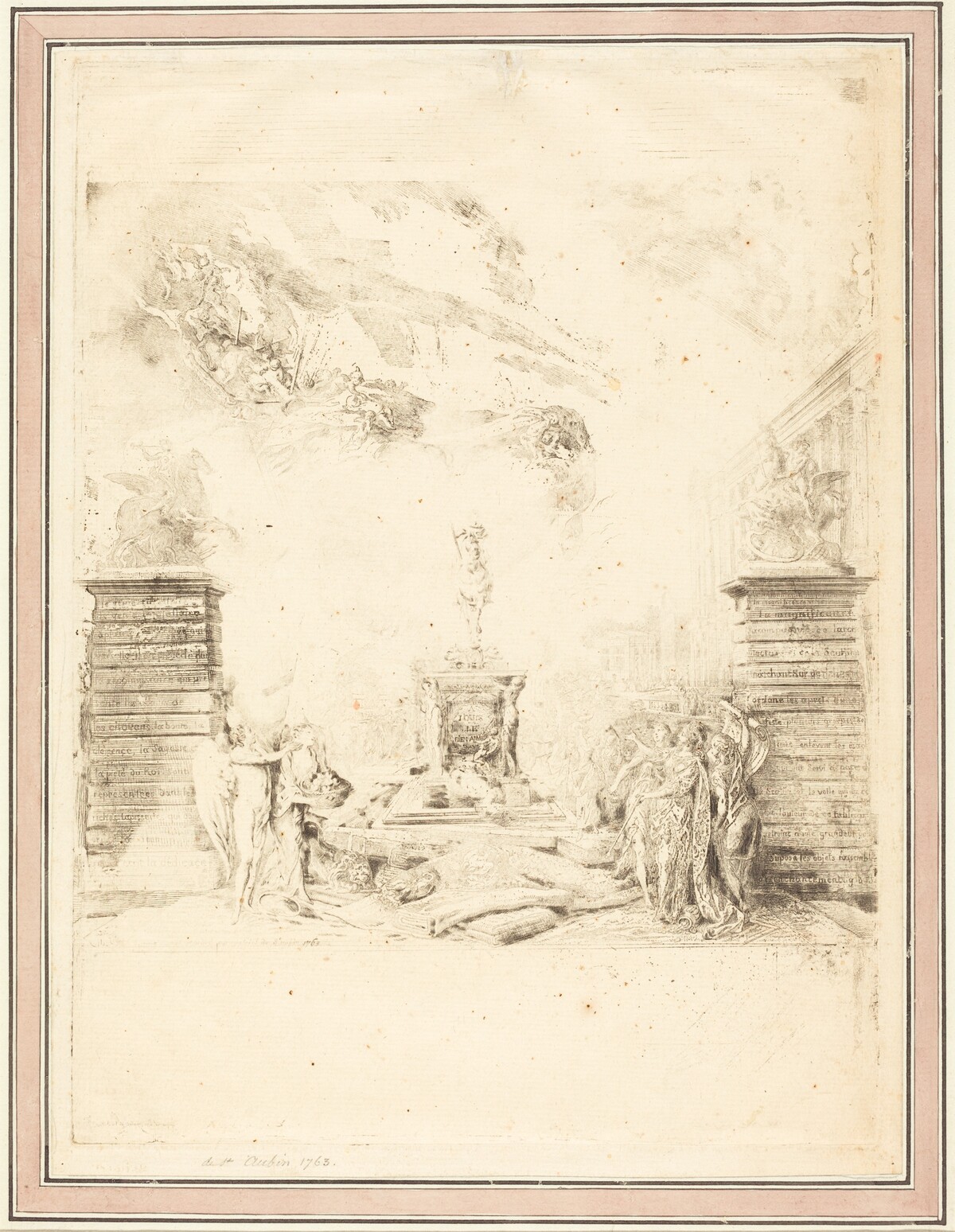 Allégorie sur l'Erection de la Statue de Louis XV (Allegory on the Establishment of a Statue of Louis XV) by Gabriel Jacques de Saint-Aubin