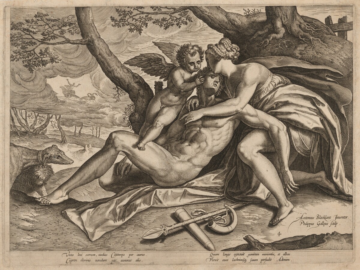 The Death of Adonis by Philip Galle, after Anthonie van Blocklandt