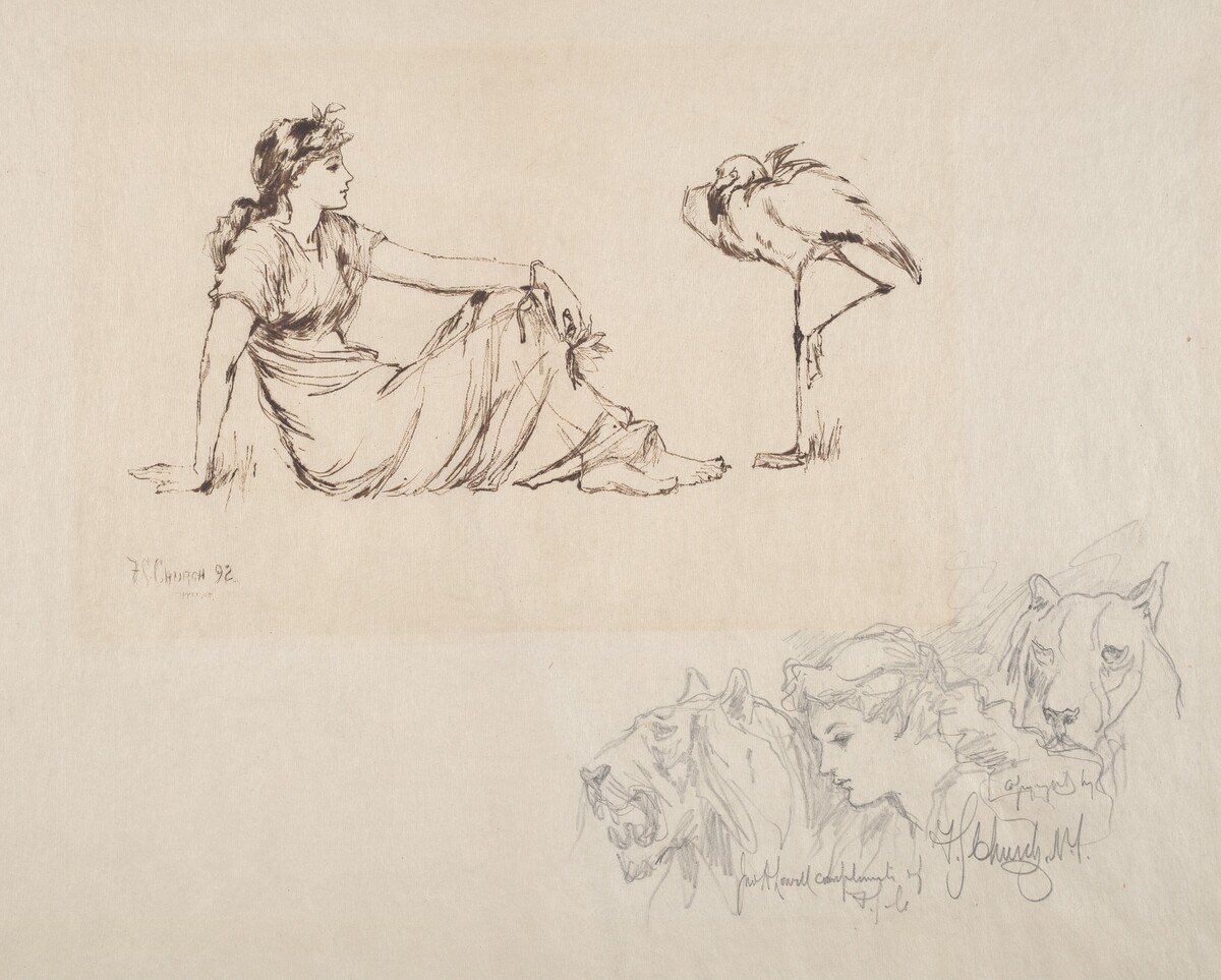 Woman and a Crane (Vigilance?) by Frederick Stuart Church