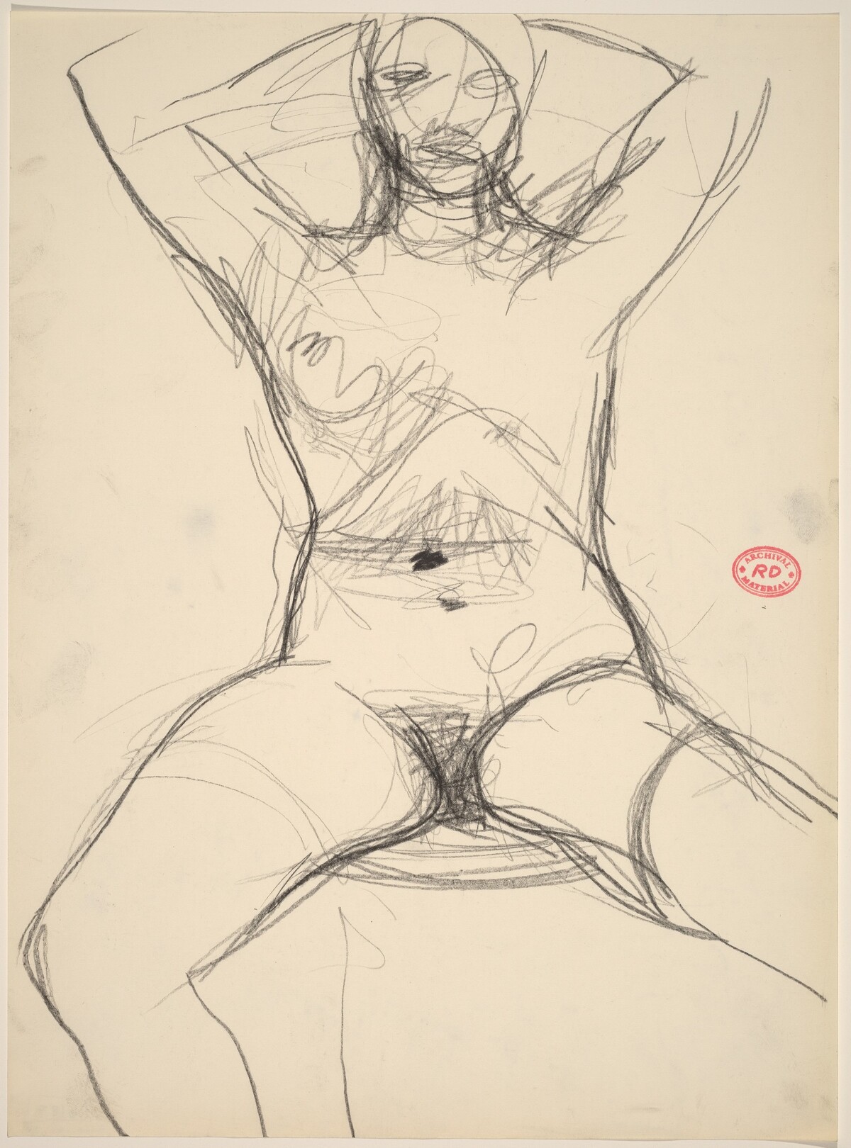 Untitled [seated female nude with arms raised] by Richard Diebenkorn