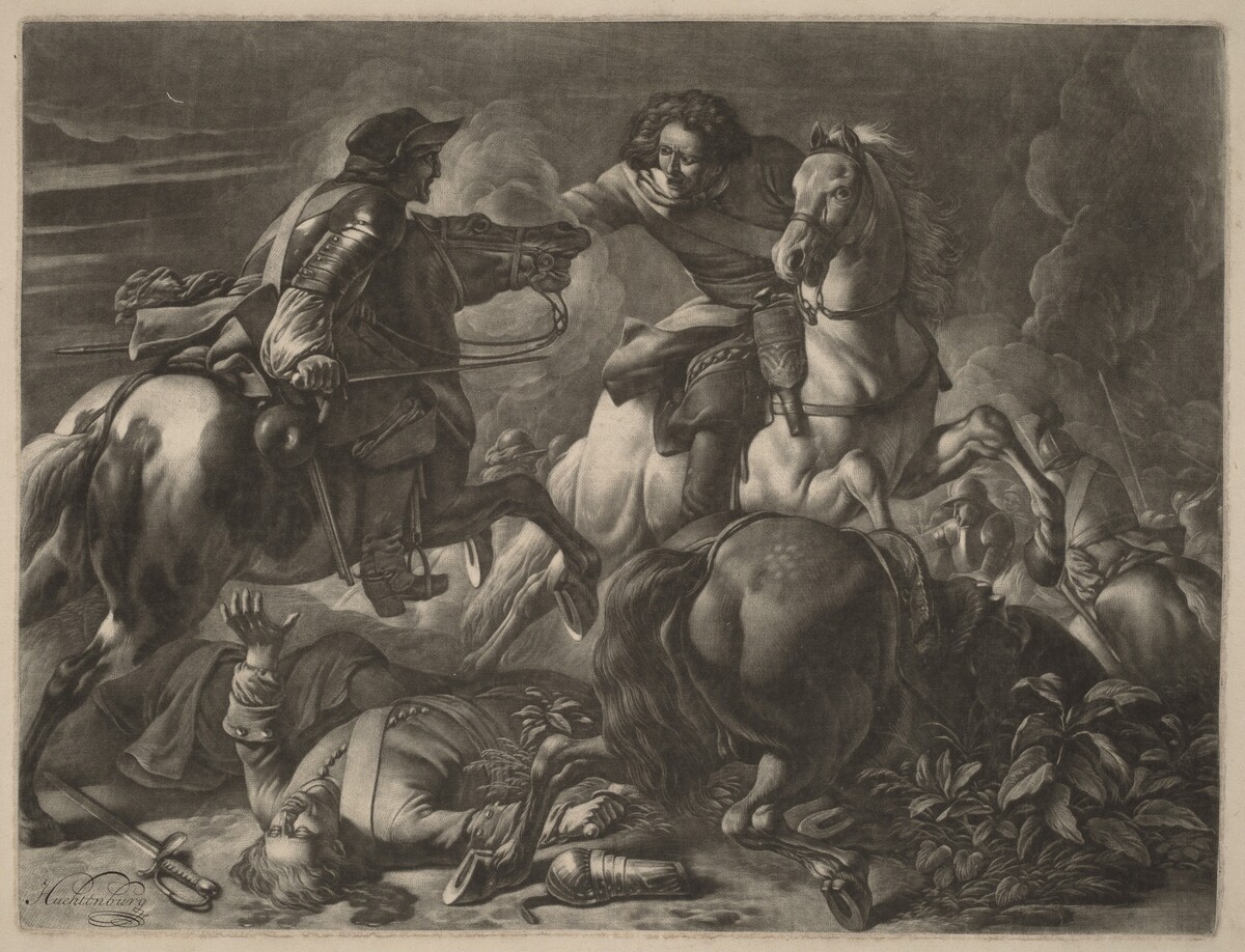 Two Fighting Horsemen by Jan van Huchtenburgh