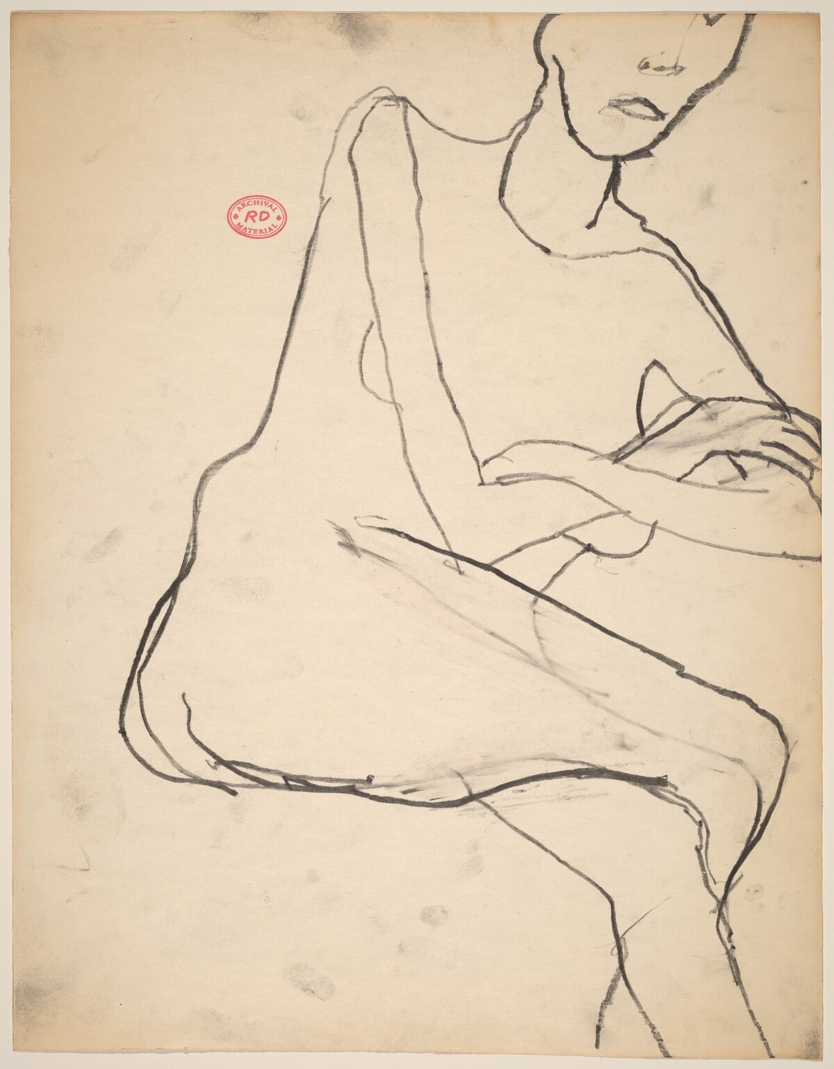 Untitled [seated model with her legs and arms crossed] by Richard Diebenkorn
