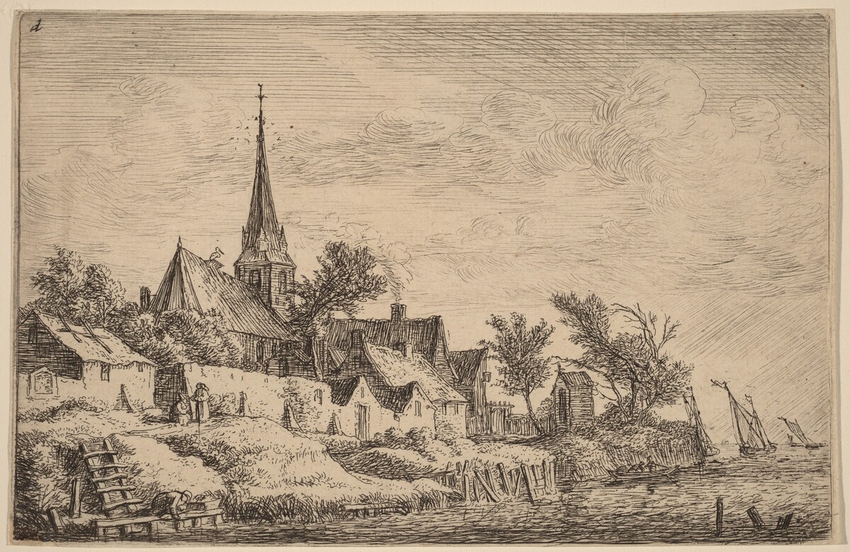 Village Steeple at the Seaside by Anthonie Waterloo