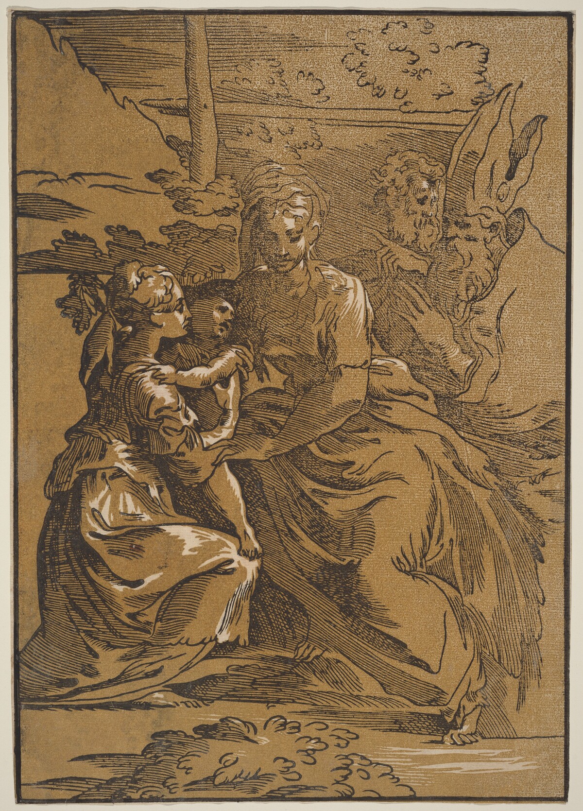 The Holy Family with Two Saints by Antonio da Trento after Parmigianino