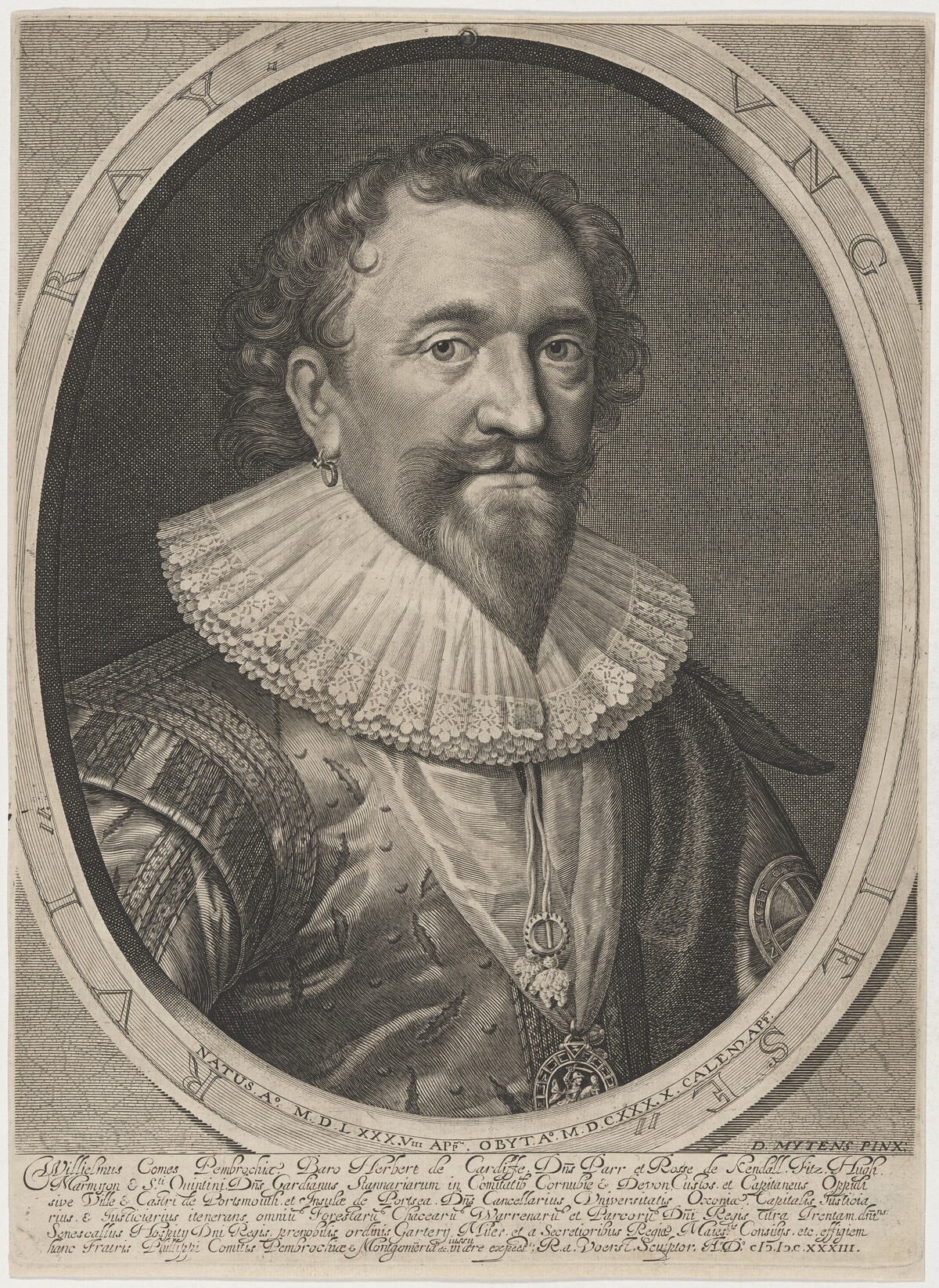 William, Earl of Pembroke by Robert van Voerst, after Daniel Mytens the Elder
