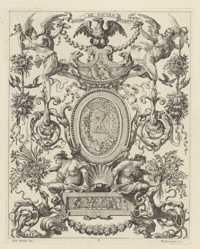 Ornamental Panel Surmounted by an Eagle and the Motto NATOS ET NOSTRA TUEMUR