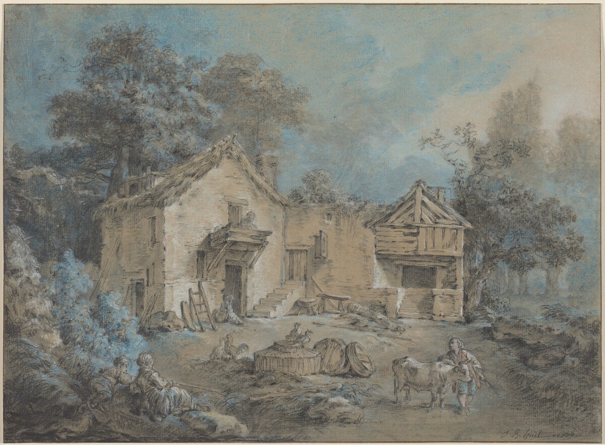 Farm Scene by Jean-Baptiste Hüet, I