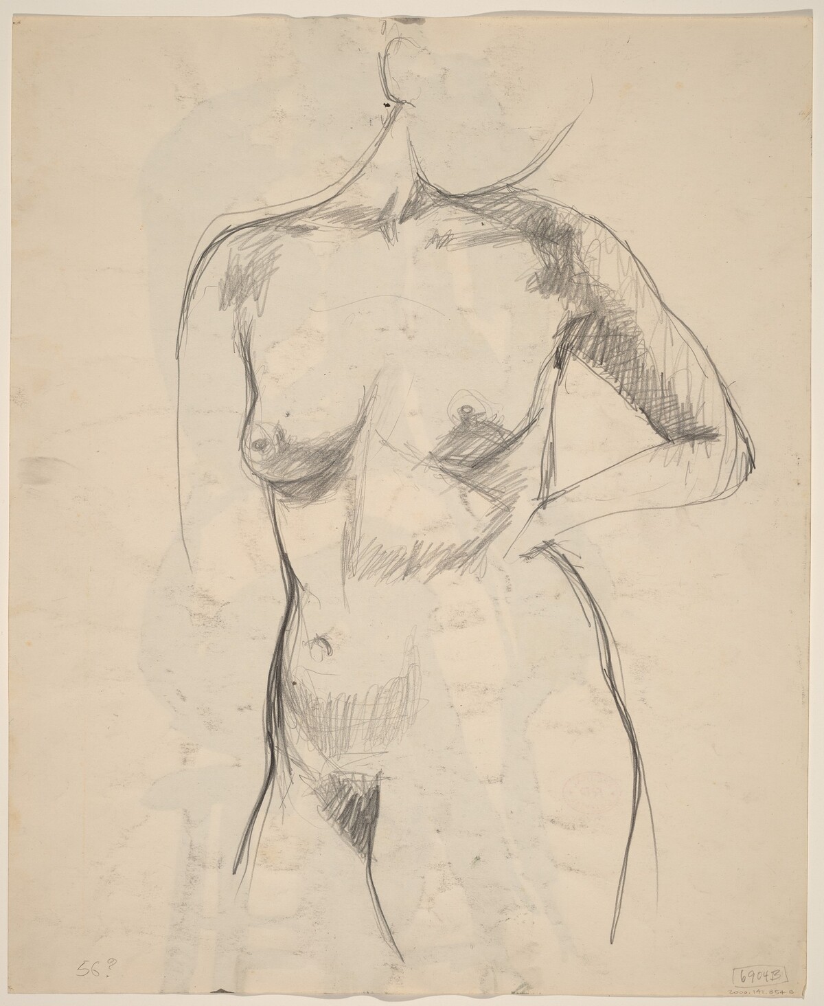 Untitled [standing nude with her left arm akimbo] [verso] by Richard Diebenkorn