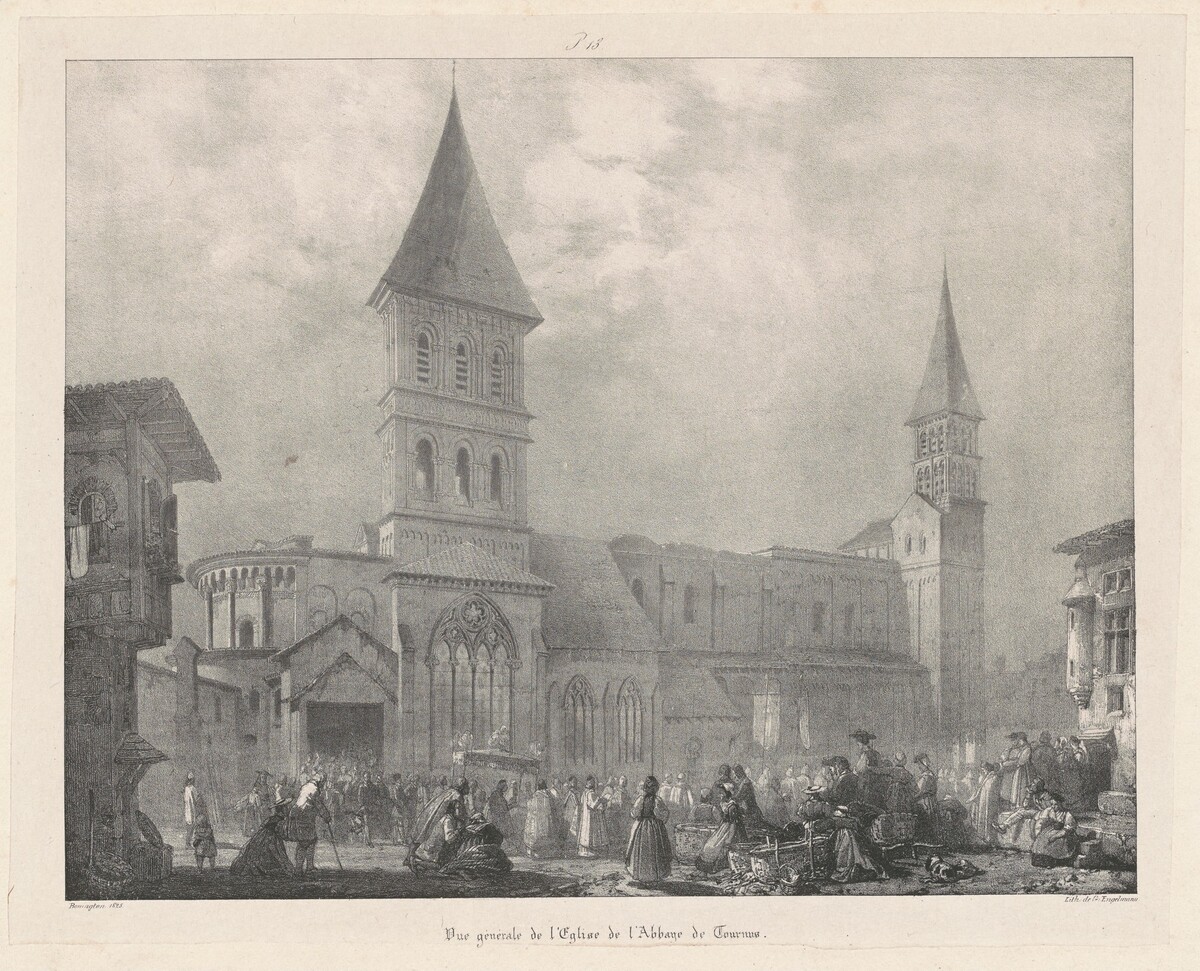 Vue general de l'Église de l'Abbaye de Tournus by Richard Parkes Bonington