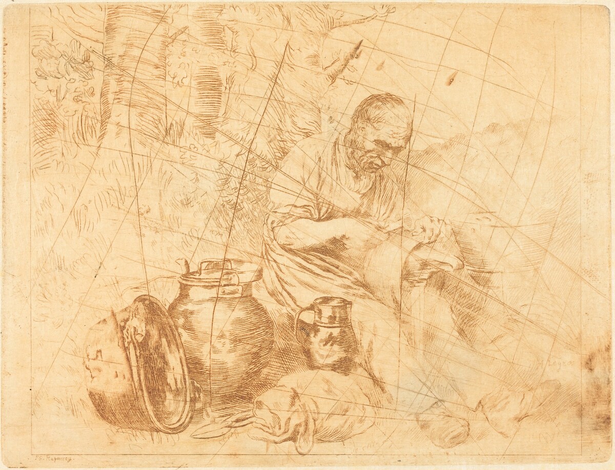 The Tinker (Le retameur) by Felix Régamey after Alphonse Legros